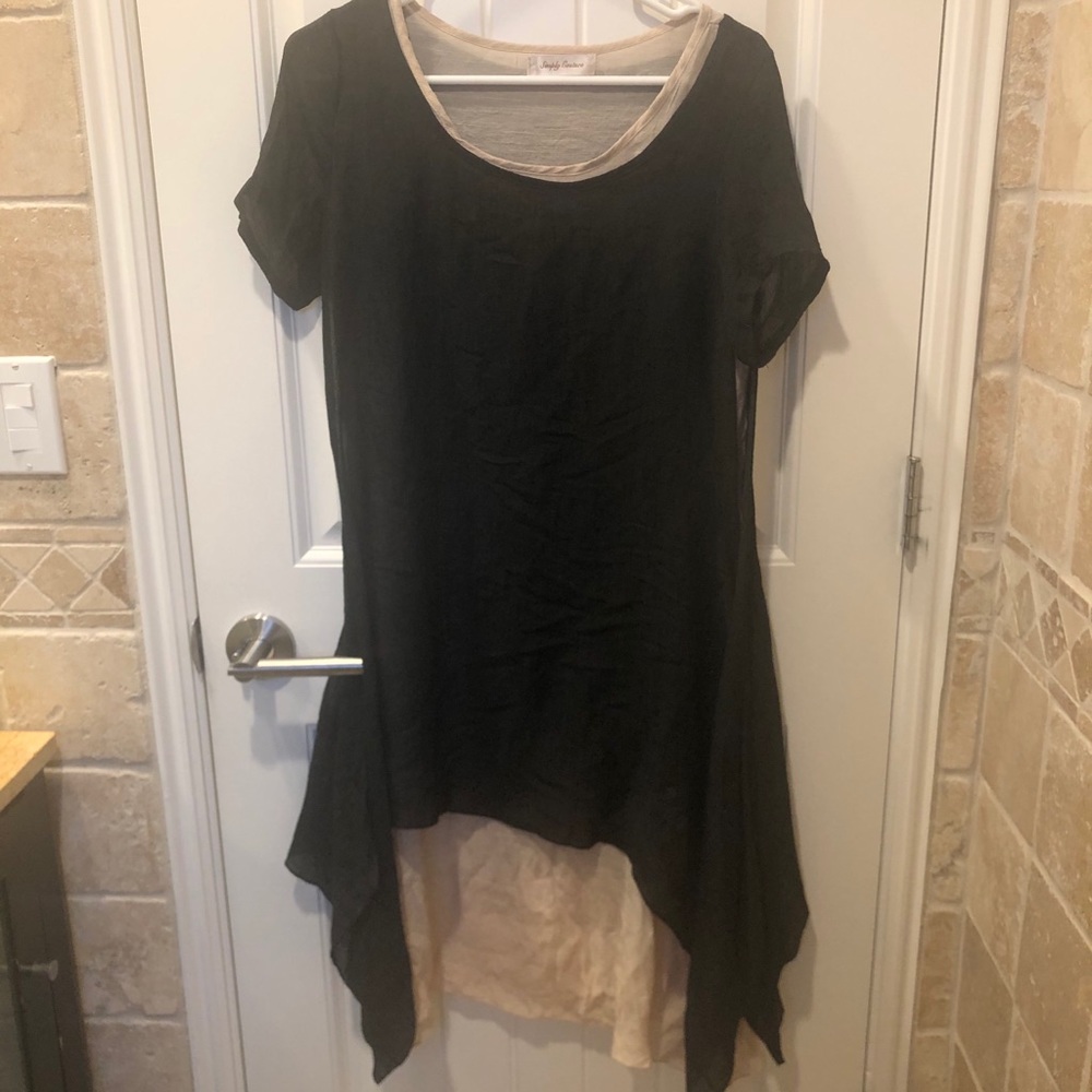 Black and Beige high low tunic